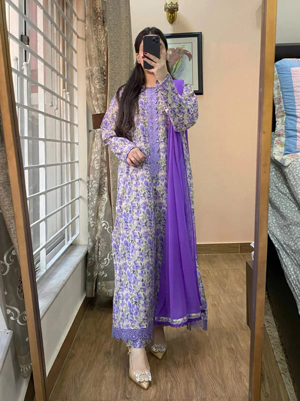 3 Piece - Lawn Printed Dress