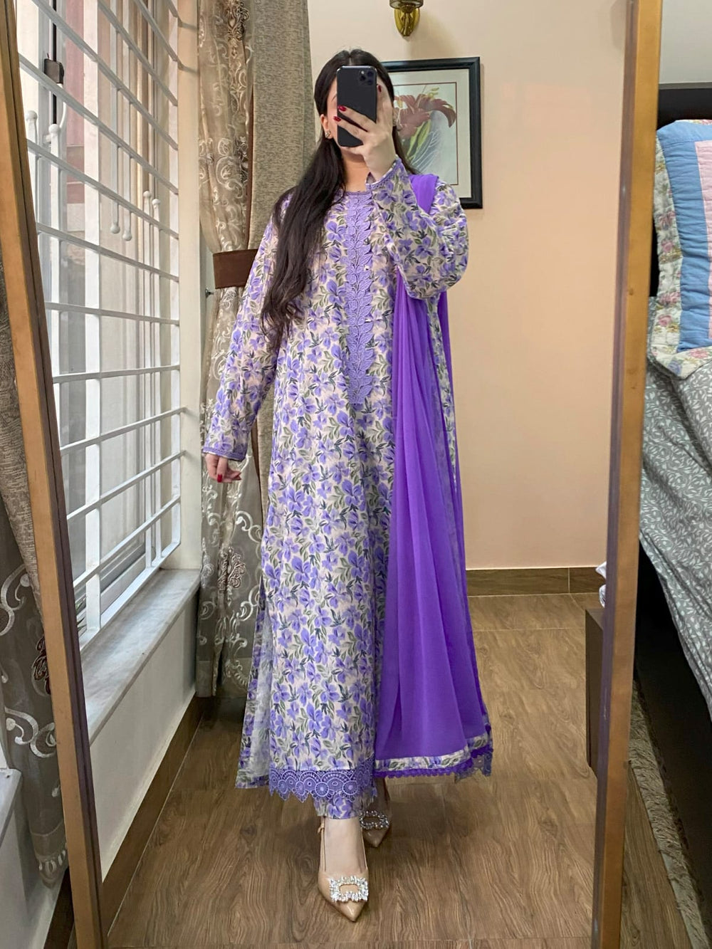 3 Piece - Lawn Cambric Printed Dress