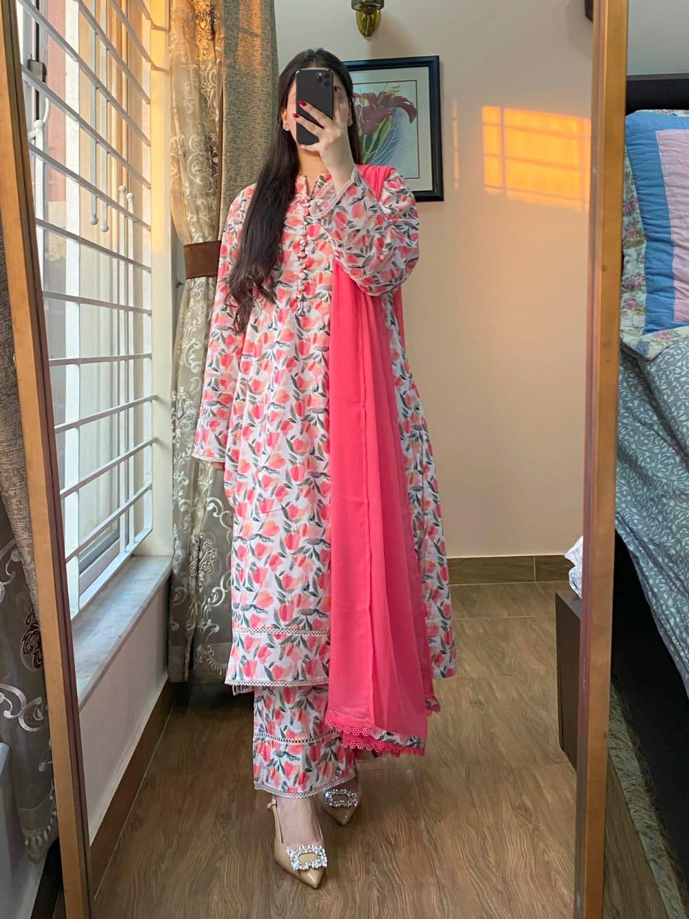 3 Piece - Lawn Cambric Printed Dress