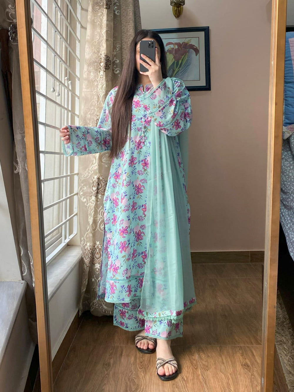 3 Piece - Lawn Cambric Printed Dress