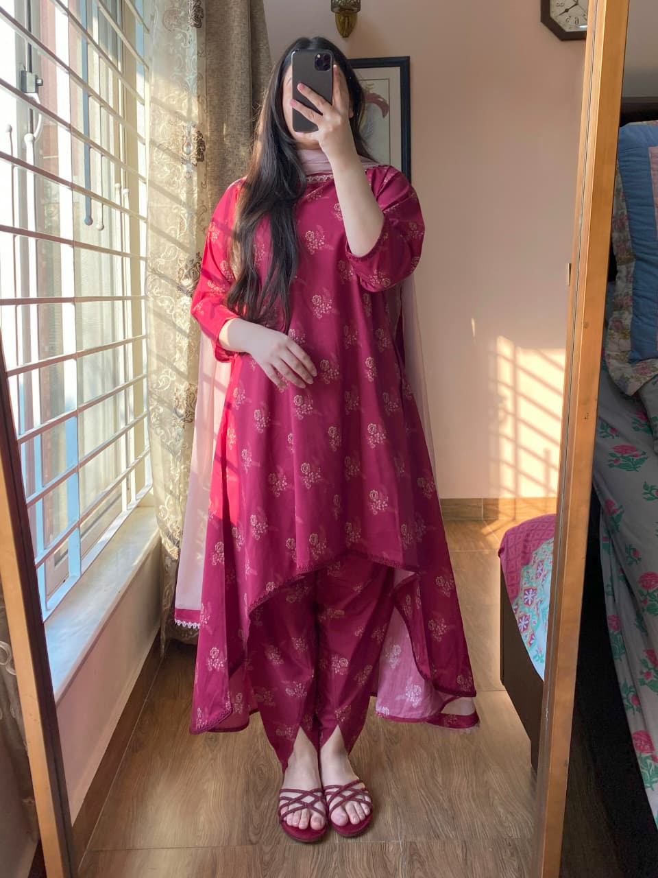 3 Piece - Lawn Printed Dress with Tulip Shalwar