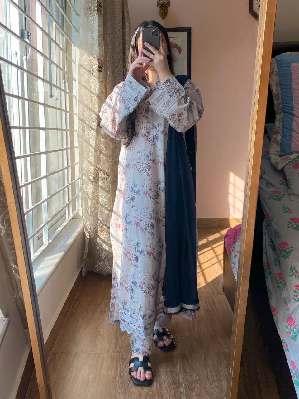 3-Piece Lawn Cambric Printed Dress