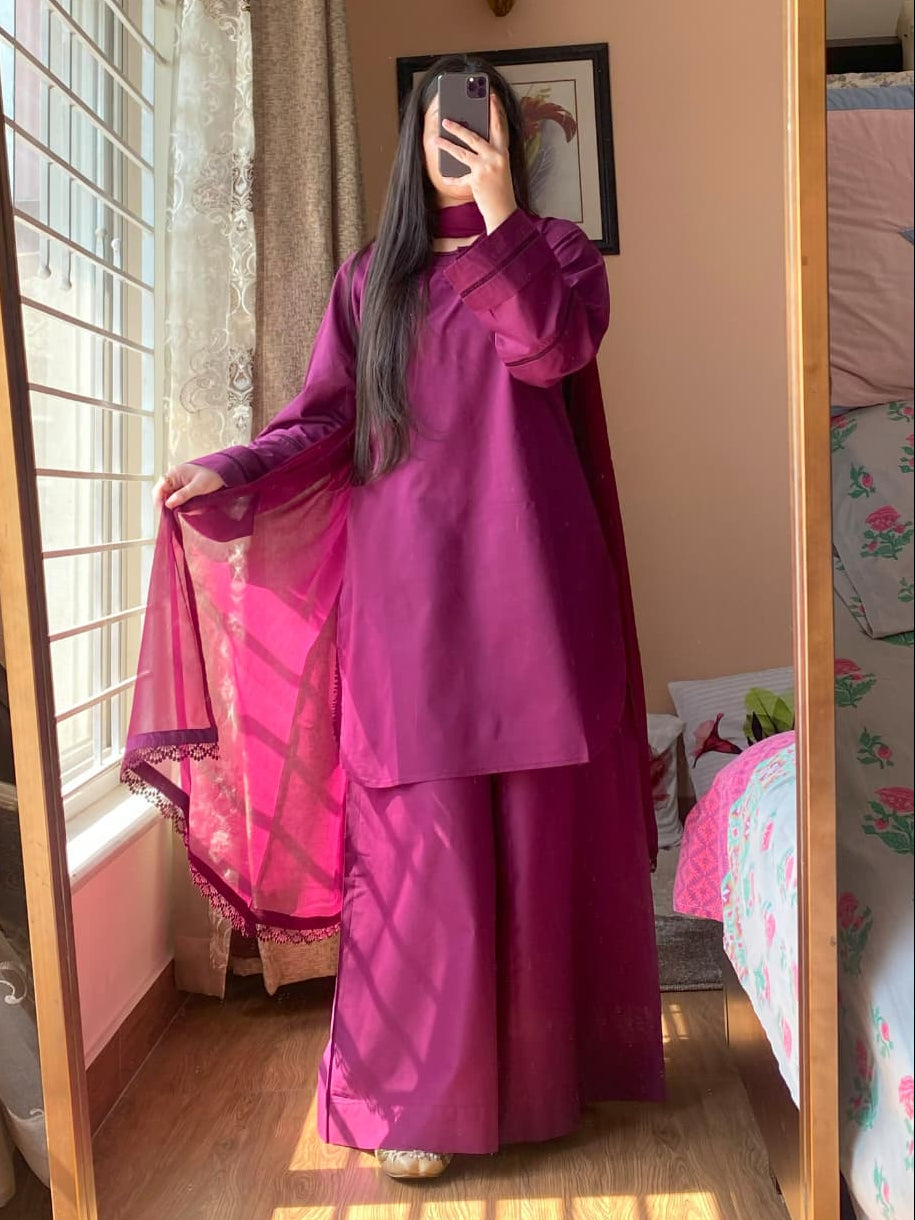 3 Piece - Lawn Dress with Sharara