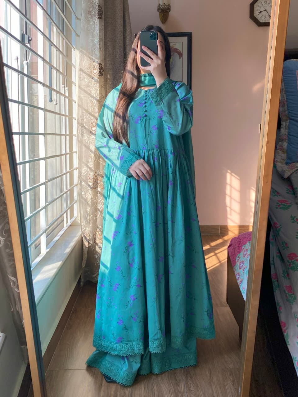 3 Piece - Lawn Printed Dress With Plazo