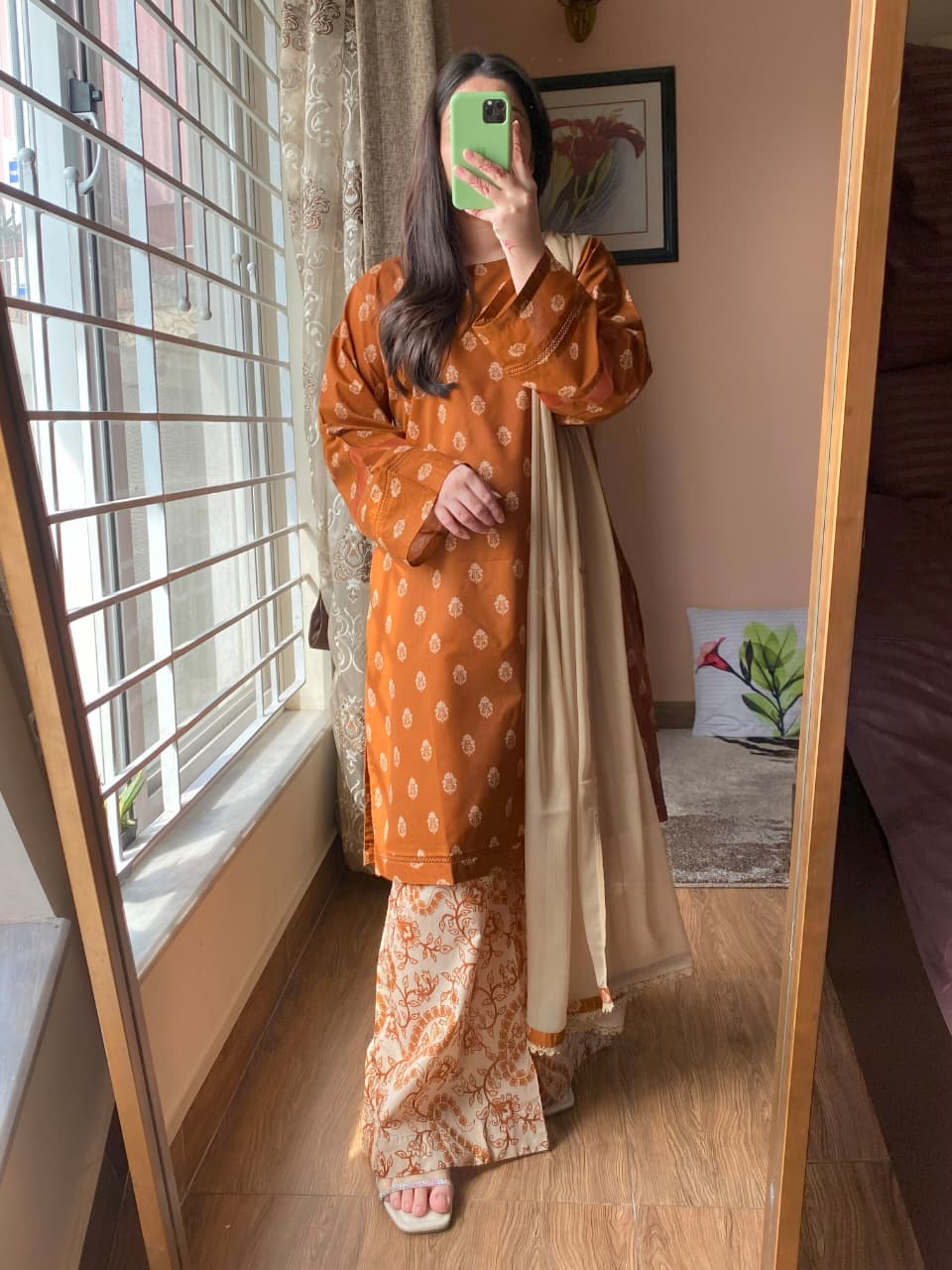 3 Piece - Lawn Printed Dress With Plazo