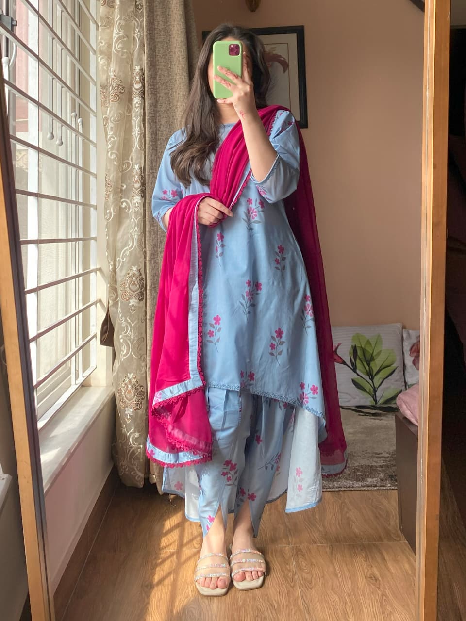 3 Piece - Lawn Printed Dress with Tulip Shalwar