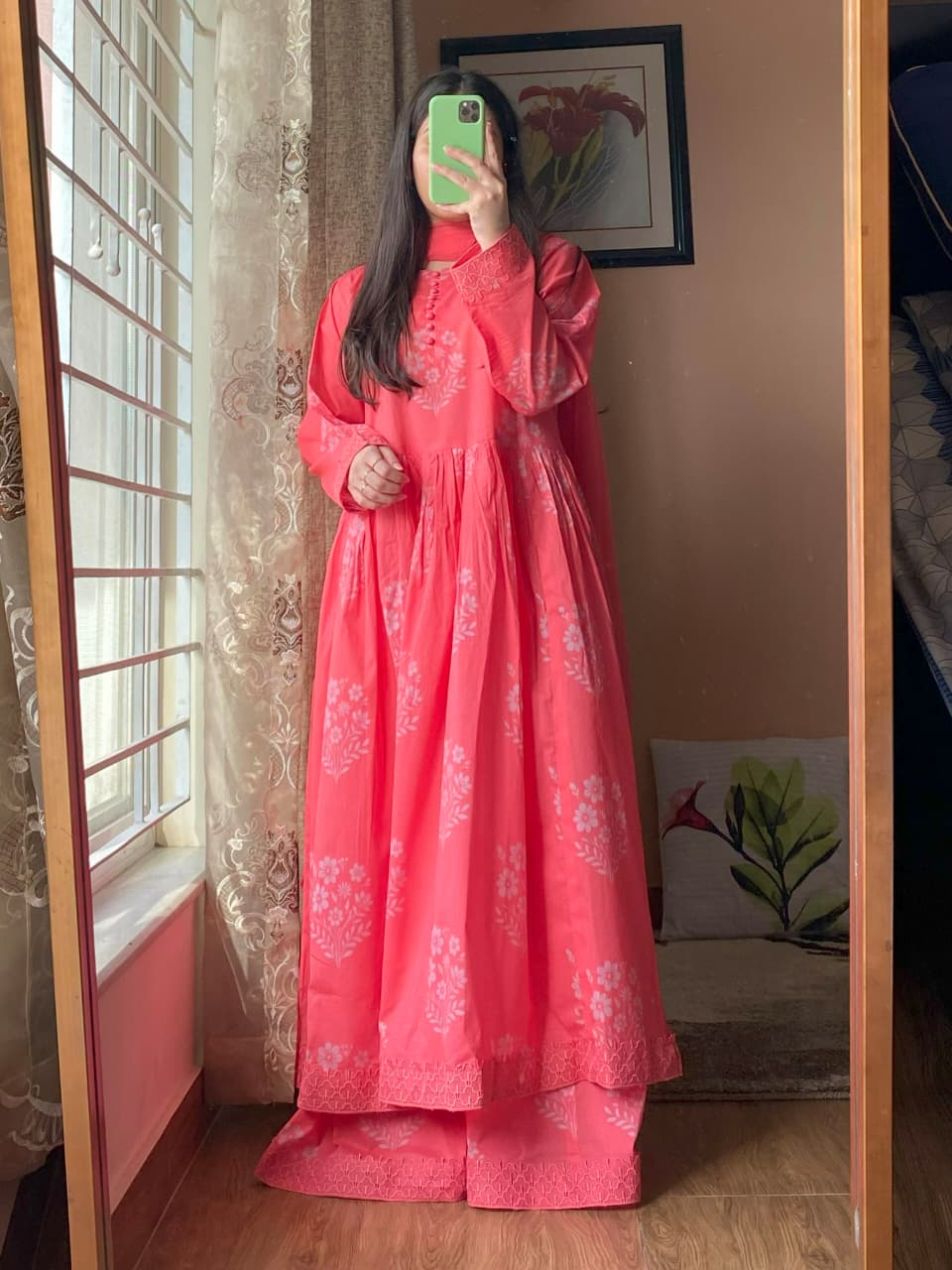 3 Piece - Lawn Printed Dress With Sharara