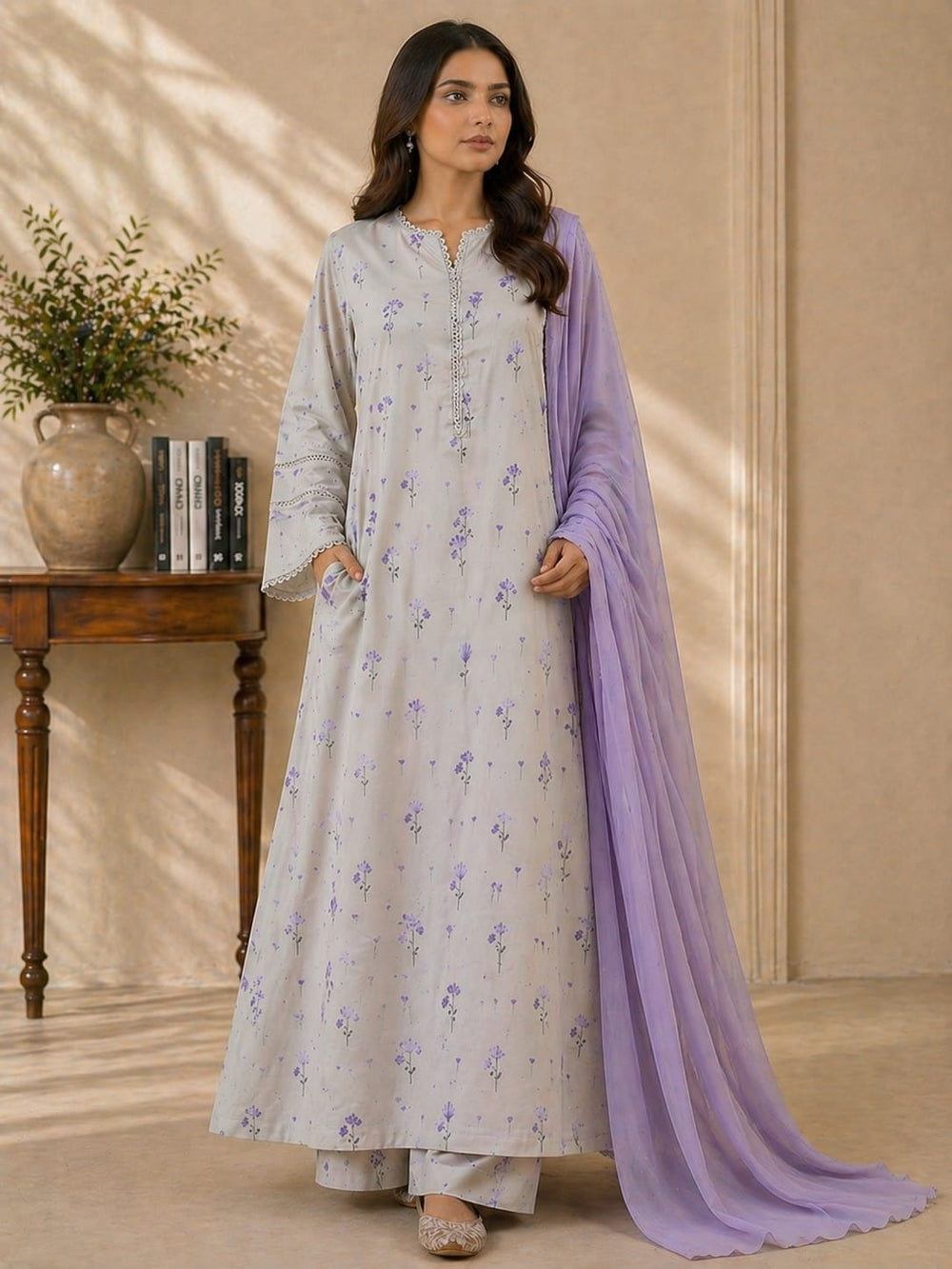 3 PIECE - UNSTITCHED LAWN PRINTED SUIT
