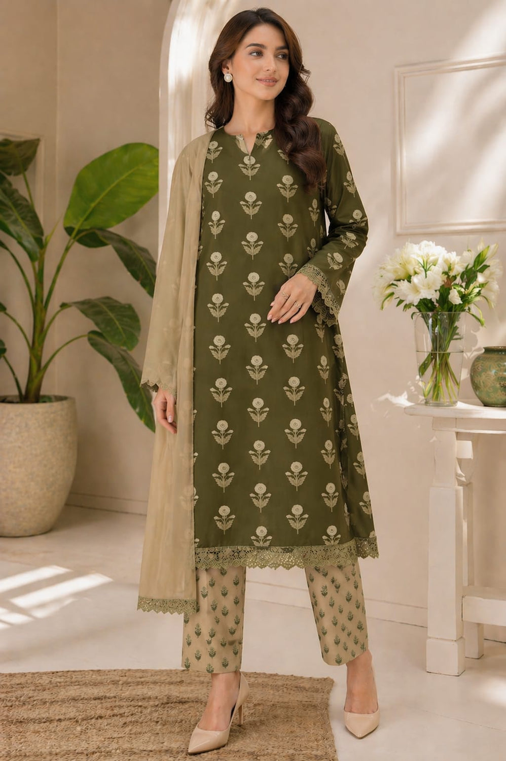 3 PIECE - UNSTITCHED LAWN PRINTED SUIT