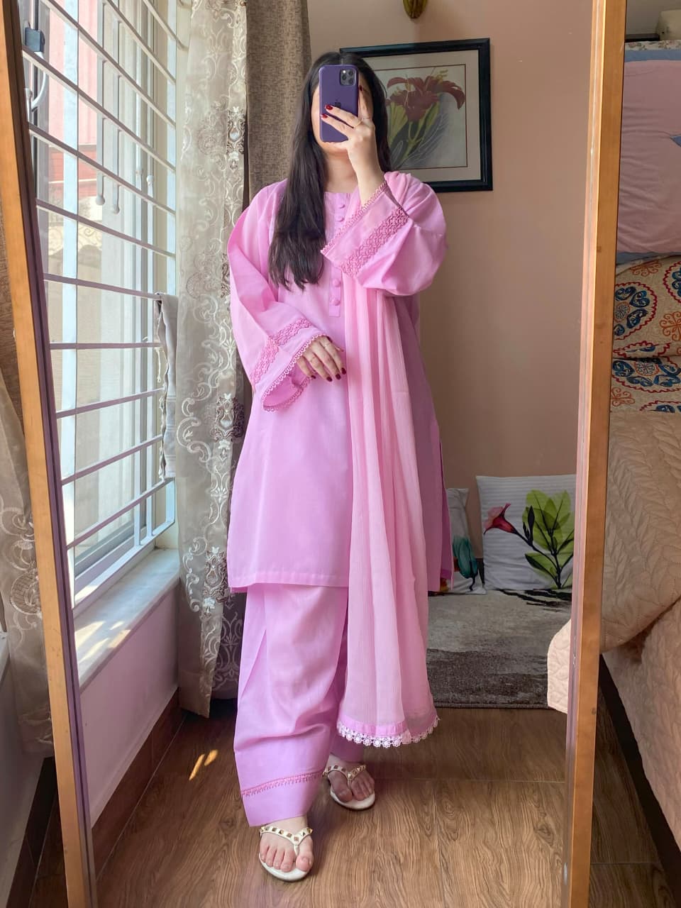 3 Piece - Lawn Dress with Farshi Shalwar