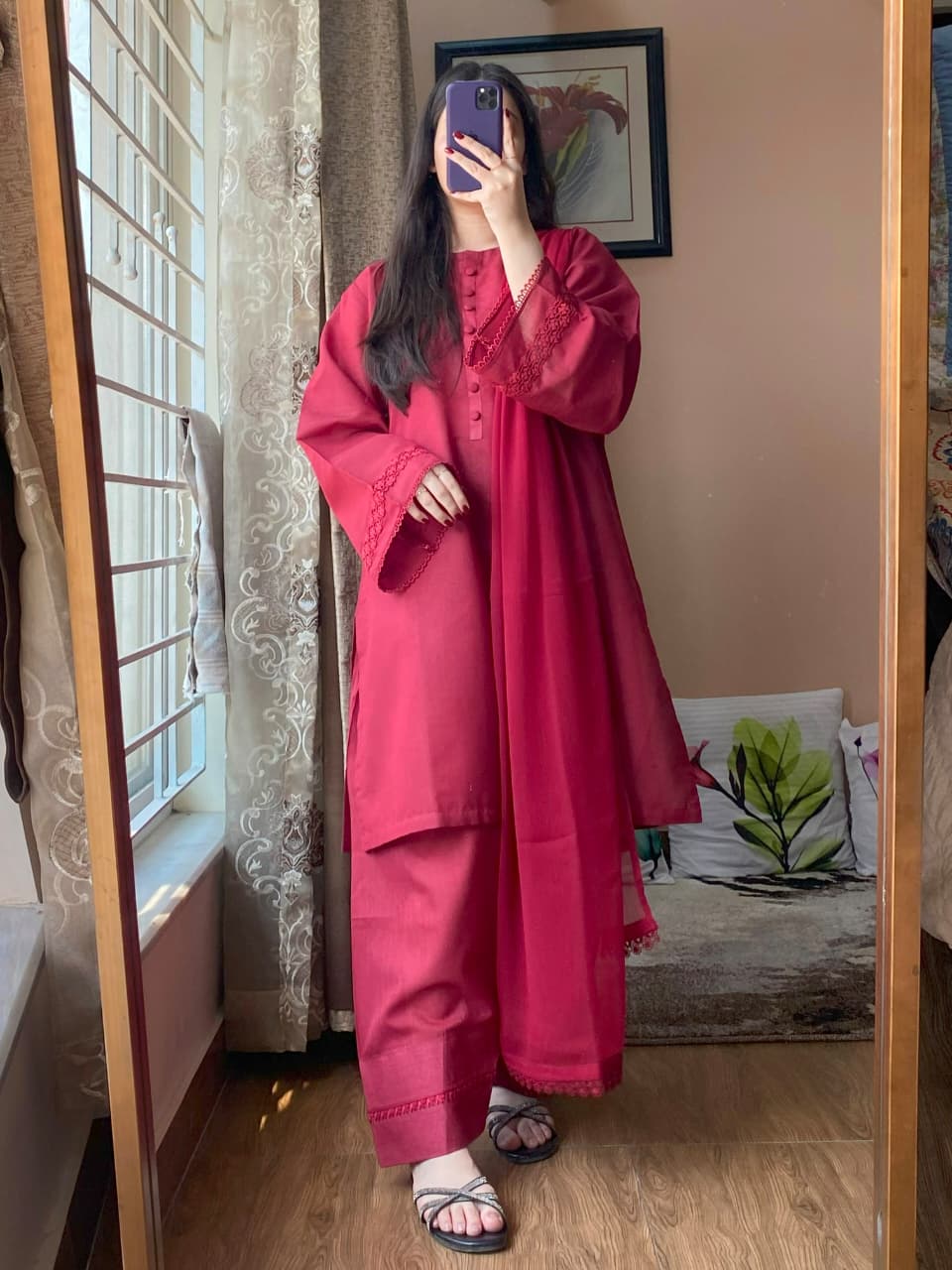3 Piece - Lawn Dress with Farshi Shalwar