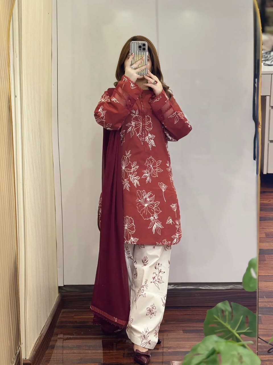 Lawn Printed Dress With Loose Shalwar