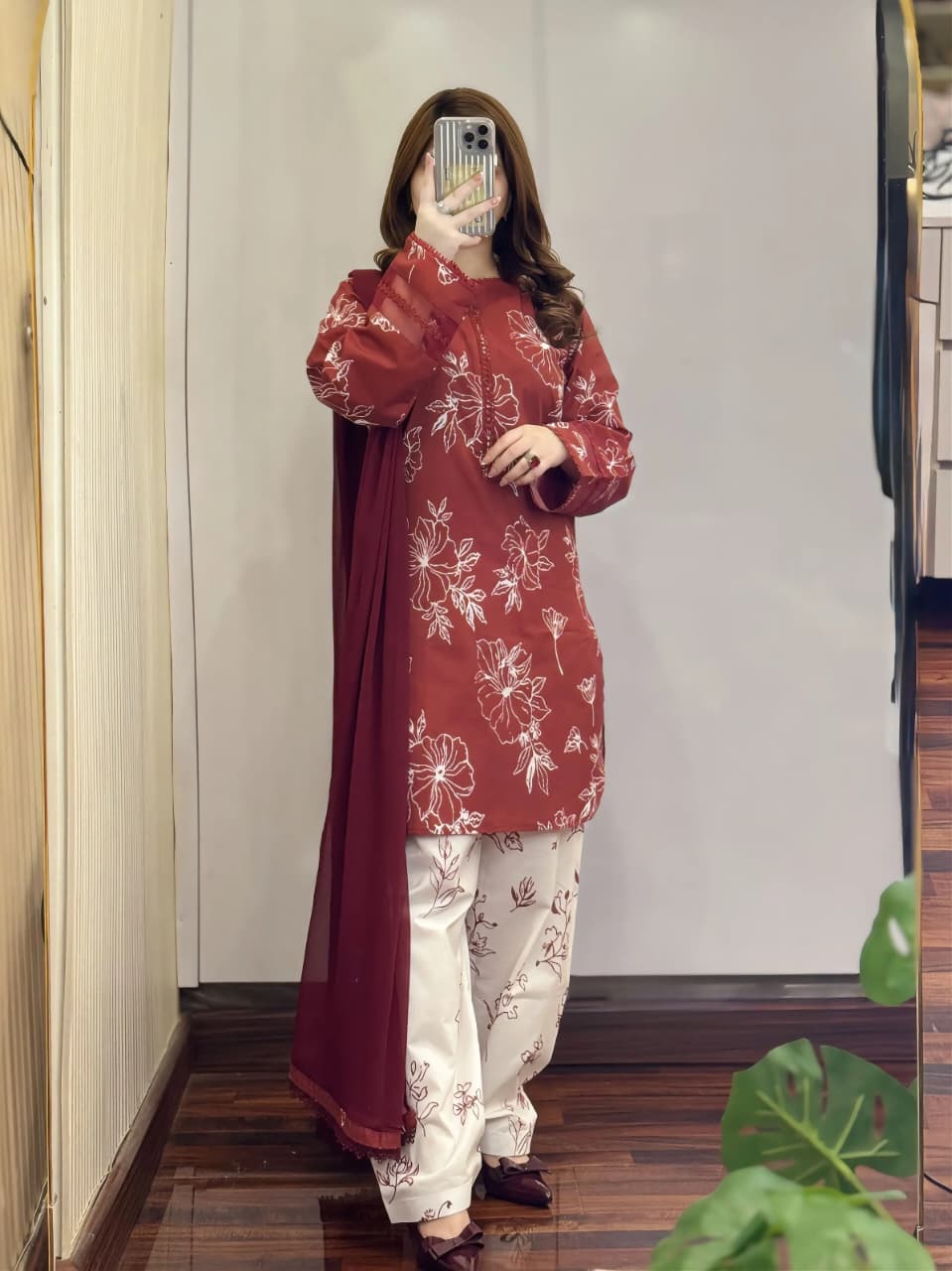 Lawn Printed Dress With Loose Shalwar