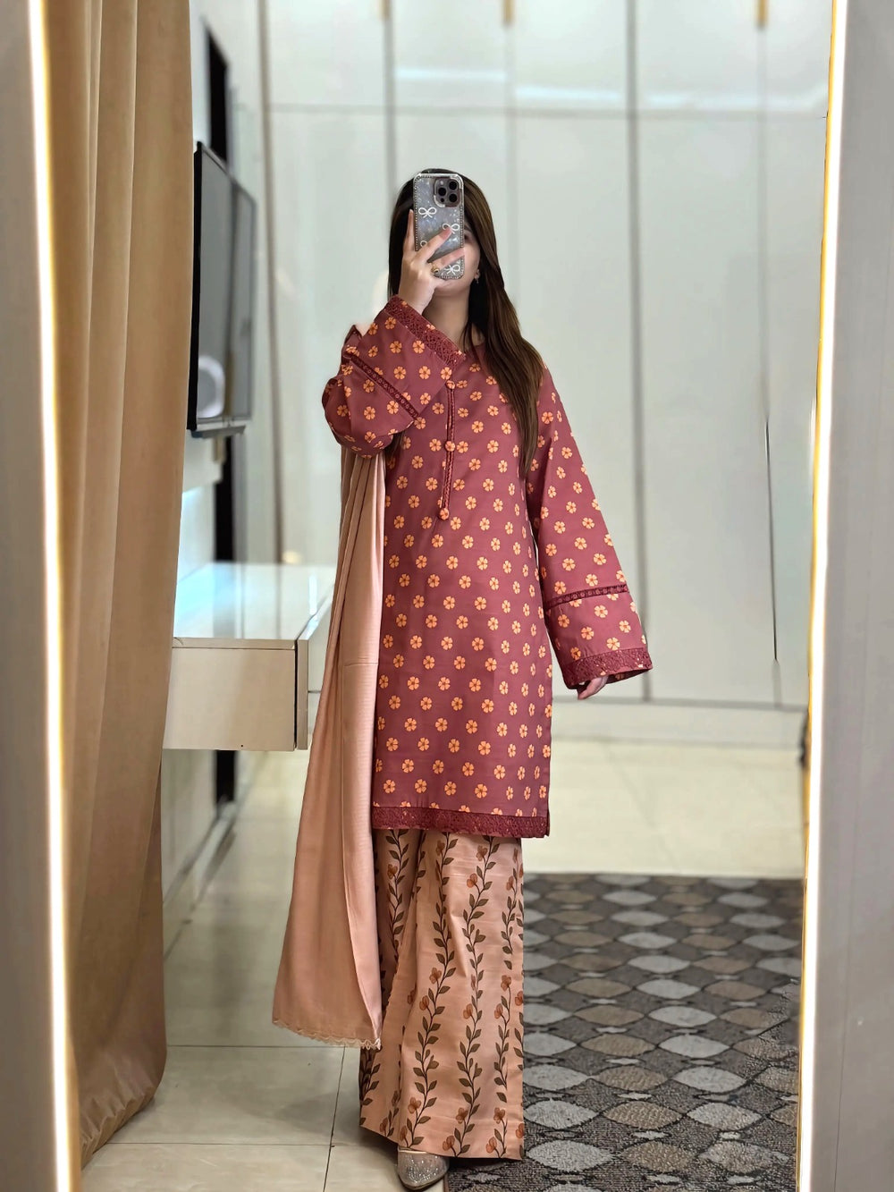 3 Piece - Khaddar Printed Dress