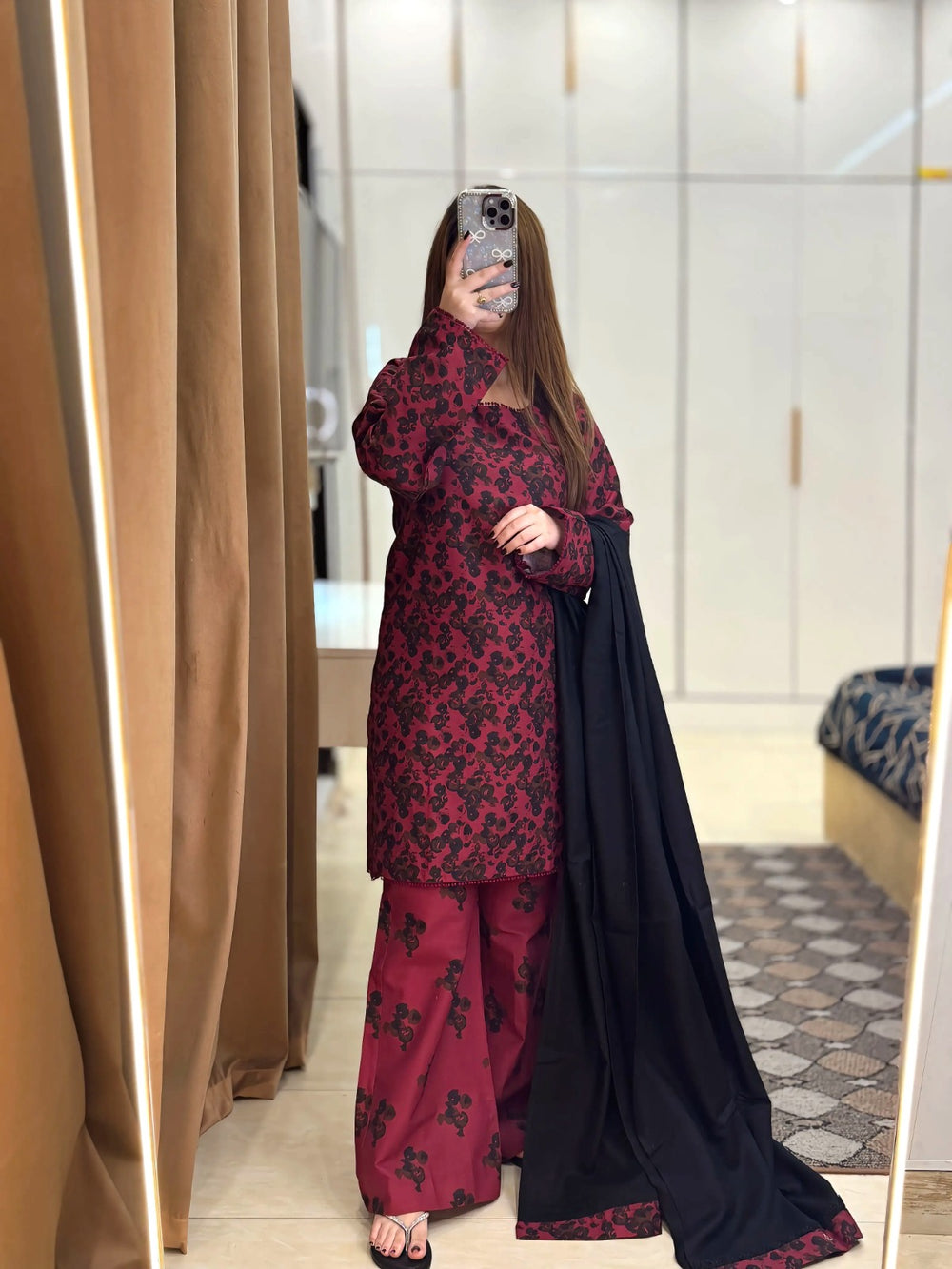 3 Piece - Khaddar Printed Dress