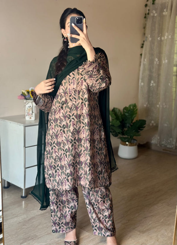 3 Piece - Lawn Printed Dress With Shalwar