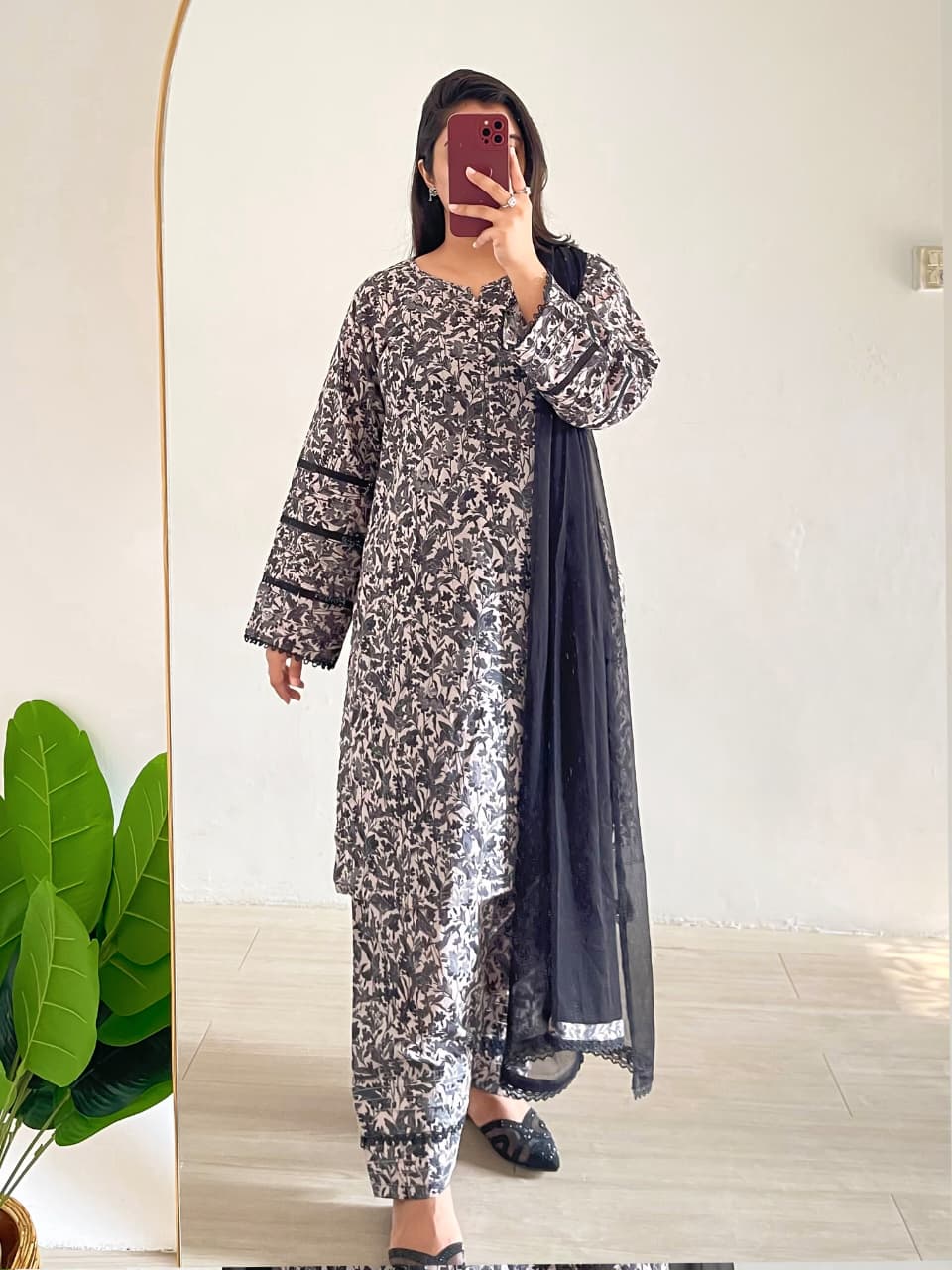 Lawn Printed Dress with Farshi Shalwar