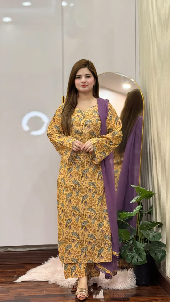 3 Piece - Lawn Printed Dress