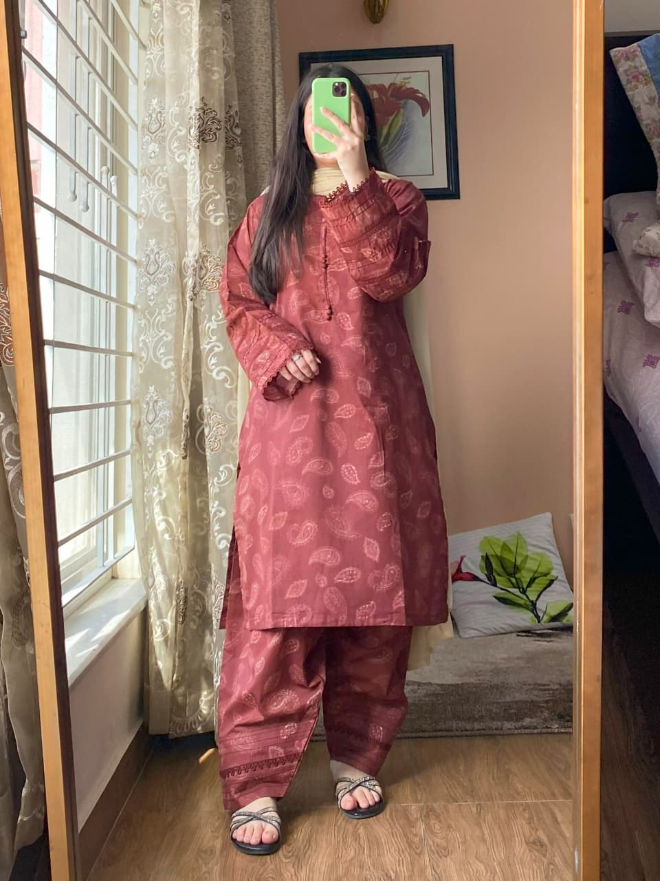 Lawn Printed Dress with Farshi Shalwar