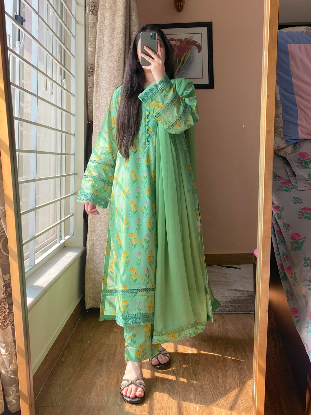 3 Piece - Lawn Cambric Printed Dress