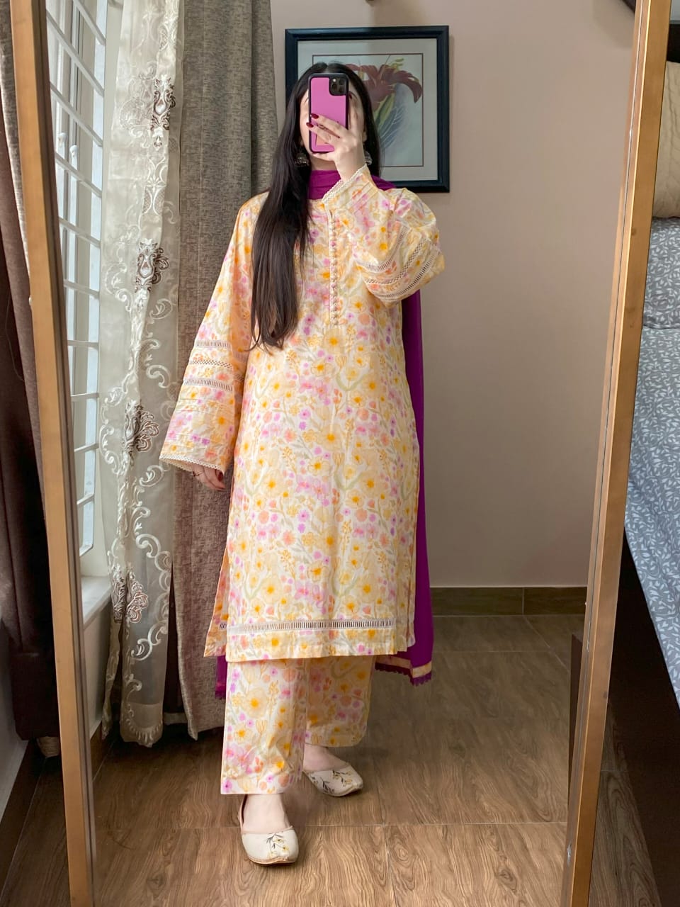 3 Piece - Lawn Printed Dress With Shalwar