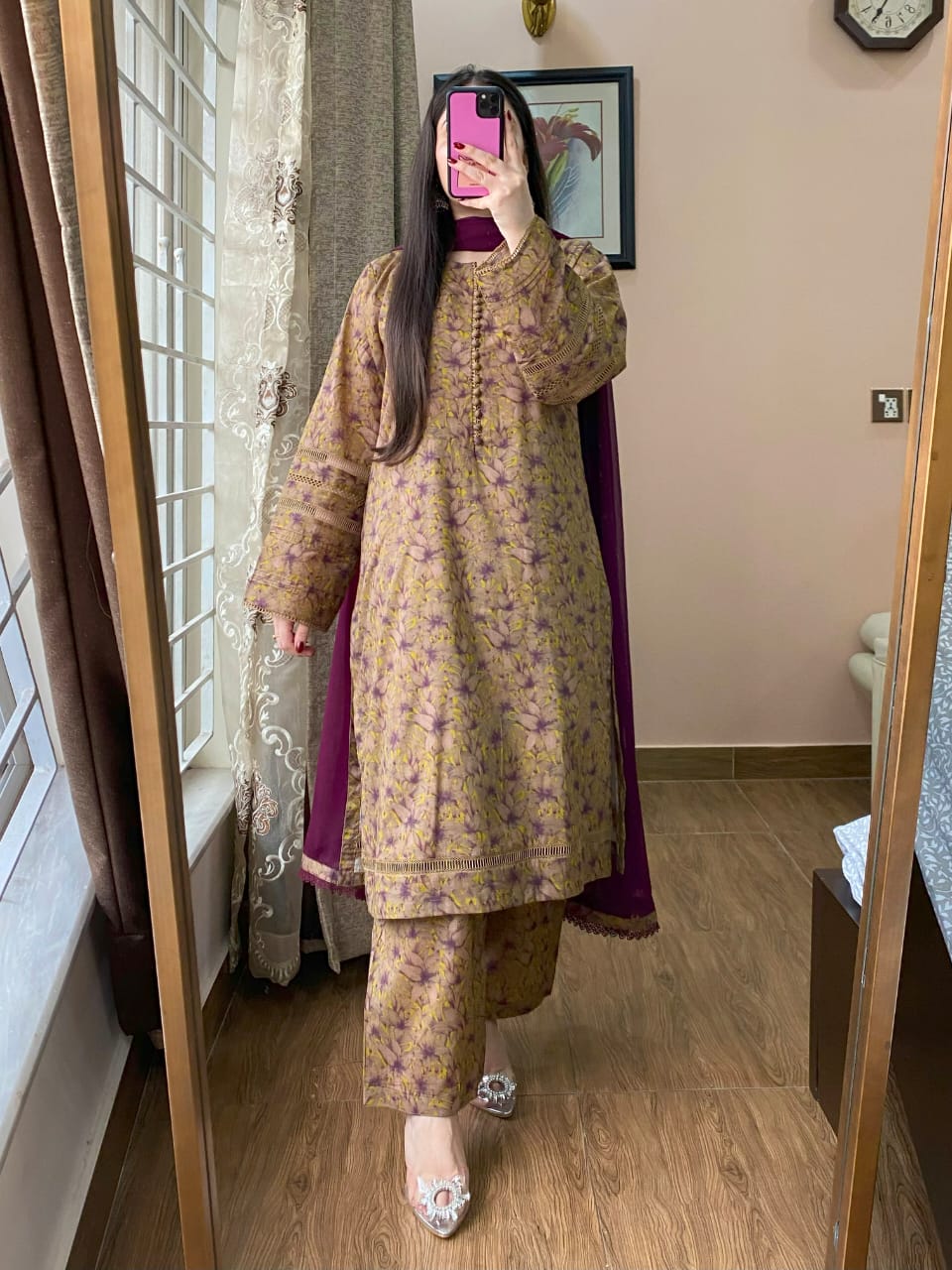 3 Piece - Lawn Printed Dress With Shalwar